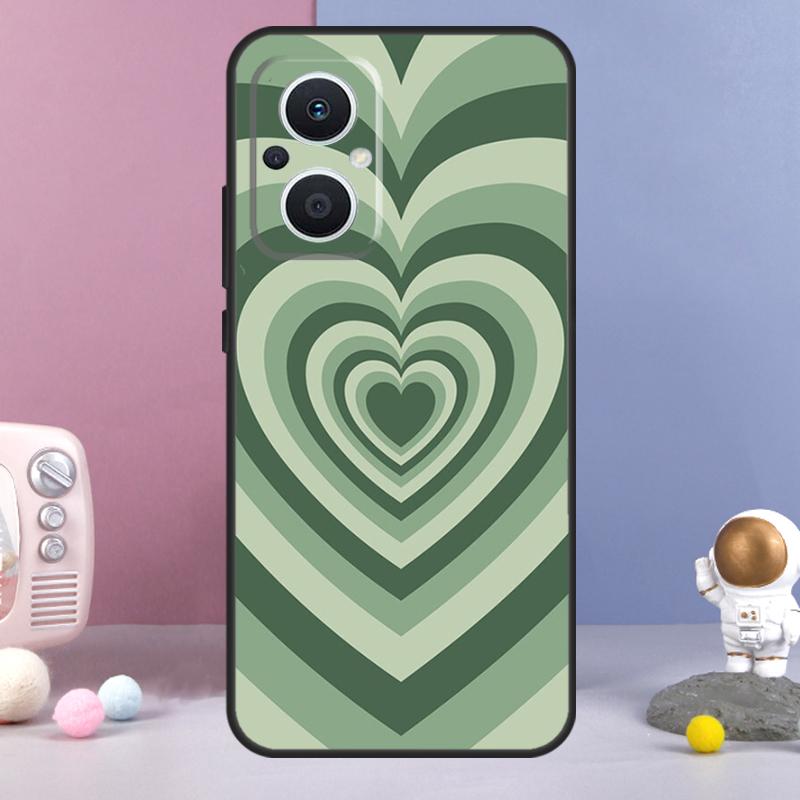 Sage Green Coffee Love Heart Latte Funda For OPPO Reno 12 F 11F 13F 14F 10 11 13 14 Pro 7 8 Lite OPPO Find X9 X6 X5 X8 Pro Case