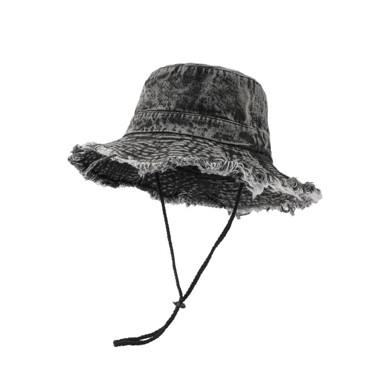 Woman Distressed Bucket Hat Female Outdoor Sports Fisherman Hat for Woman Teenagers Casual Summer Spring Sunproof Hat чёрный