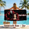Custom Text Beach Towel, Soft Absorbent Swimming Multi-use TowelScream Ghostface