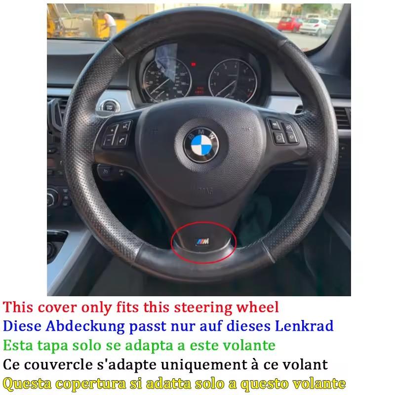 For BMW E81 E90 Pack M Sport M3 E91 E92 E93 E87 E82 E88 X1 E84 Full Black Leather Car Steering Wheel Braid Soft Leather Cover