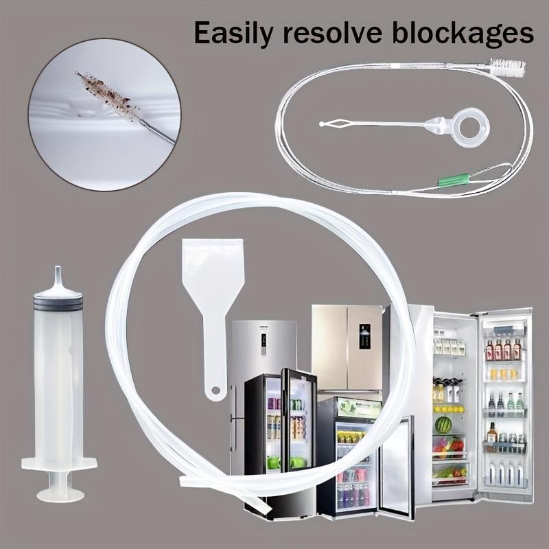 Kühlschrank Abflussloch Verstopfungsentferner Set, Abflussreinigungswerkzeug, Bürste, Wassereinspritzrohr, weicher Schlauch, verwendet zum Entfernen von Kühlschrankrückständen und Schmutz