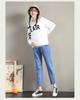 Maternity Stretch Straight-Leg Jeans: Loose Fit, Plus Size, Spring/Autumn Style