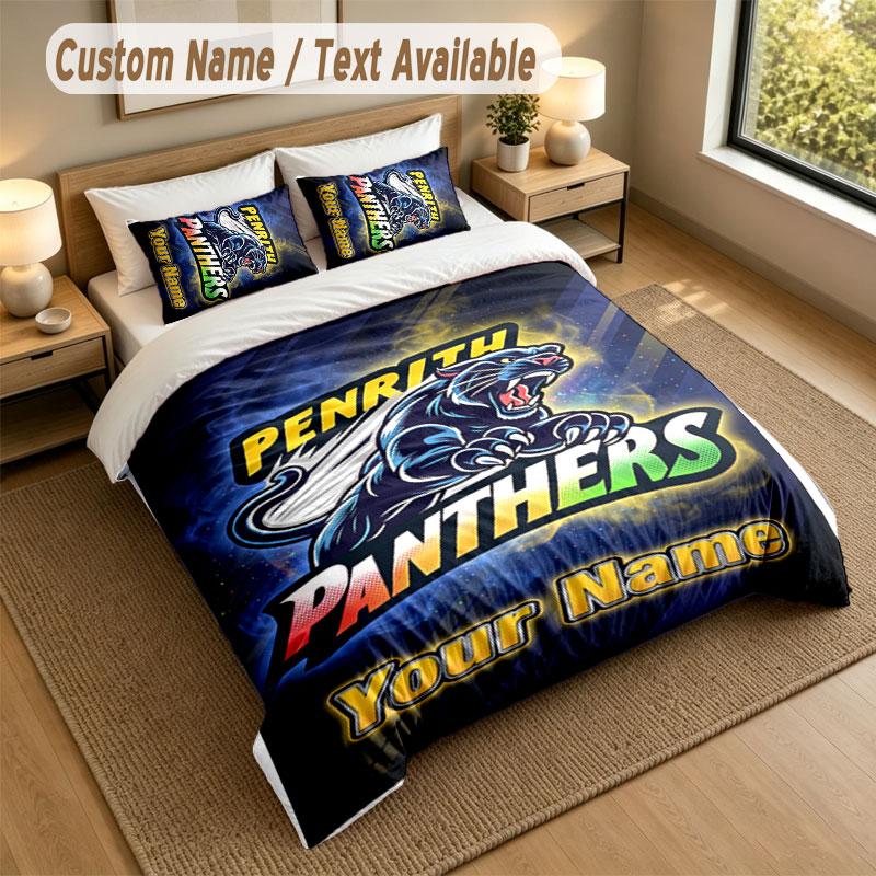 Bedding Set 1 Duvet Cover 2 Pillowcases Penrith Panthers Print Soft Bed Linen Bedroom Decor