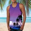 Mens Fashion Hawaiian Beach Sports Tank Top Men Gym Print Vest