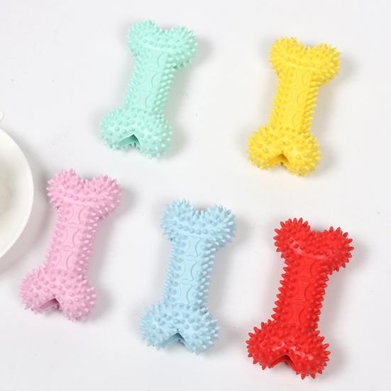 Spiky Bone Dog Chew Toy Puppy Teething Toy Textured Bone Teeth Cleaning Toy for Aggressive Chewers Anxiety Relief