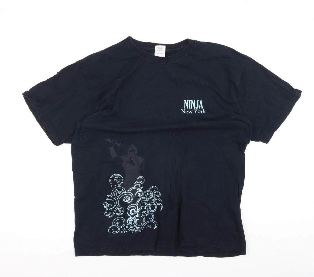Gildan Men's Black Ninja Graphic T-Shirt, L, Cotton, Short Sleeve