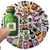 50PCS Retro Halloween Magic Potion Stickers Magic Skull Bat Potion Sticker Skull Pumpkin Theme Potion Sticker Gothic Style Vinyl