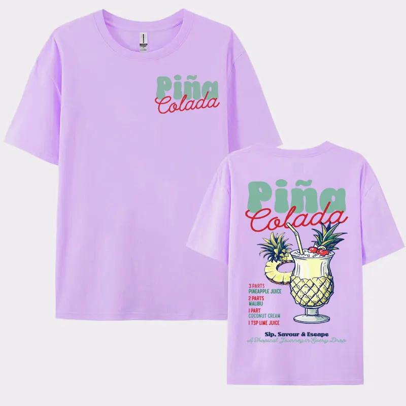 Lustiges Cocktail-Themen-Geschenk T-Shirt Herren Damen PINA COLADA Druck T-Shirt Männlich Sommer Mode Ästhetisches Gemütliches T-Shirt Streetwear