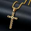 Gold Color Necklace Stainless Steel Jewelry Man Women Wedding Fashion Cross CZ Zircon Stone Pendant Necklace Christmas Gift