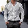 Men Casual Slim Fit Long Sleeve 3d Printed Striped Open Front Shirt