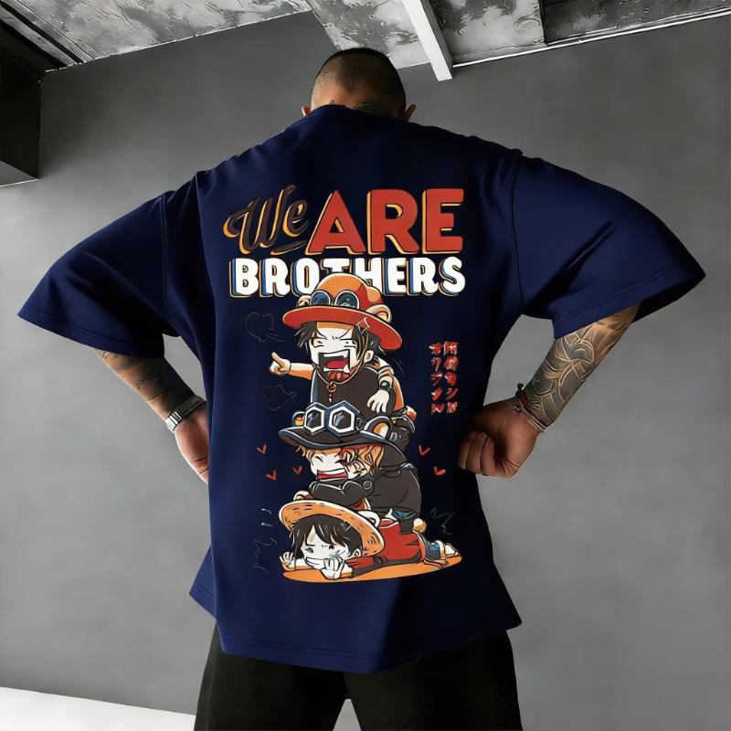 One Piece Ace Luffy Brothers Anime T Shirt Men Women Oversized Cotton Loose Graphic Tee 2026 Summer Streetwear Casual Tops Y2k