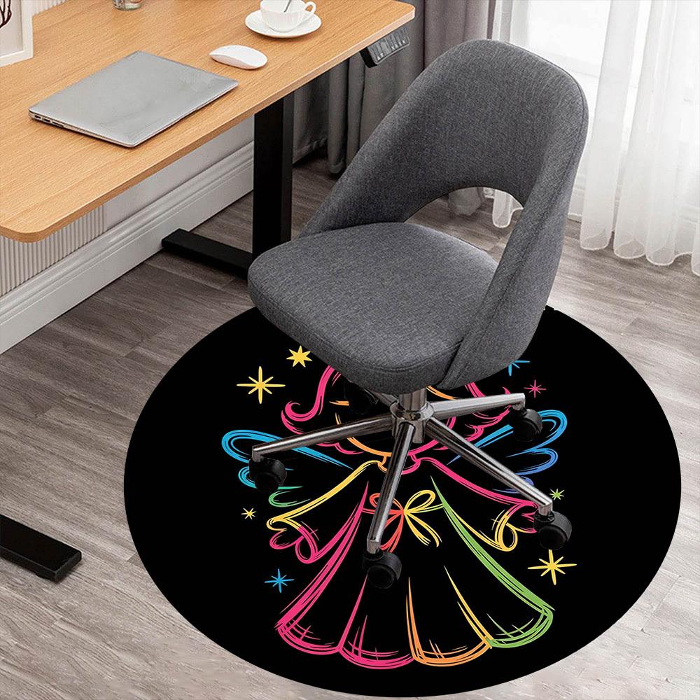 1pc Angel Star Round Chair Mat Area Rug - Non-Slip, Floor Mat for Office, Bedroom, and Indoor Decor -1002143