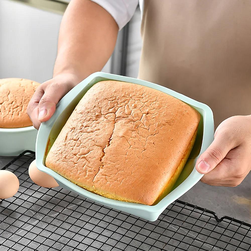 2Pc Silicone Cake Mold Tray Pans Round Square Baking Mold Kitchen Silicone Nonstick Baking Pans Reusable Cake Pans Bakingt Tools