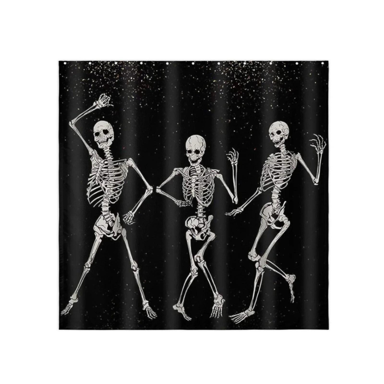 

Занавеска для душа HD Водонепроницаемая без удара Занавеска для ванной комнаты Хэллоуин с принтом One Size чёрный