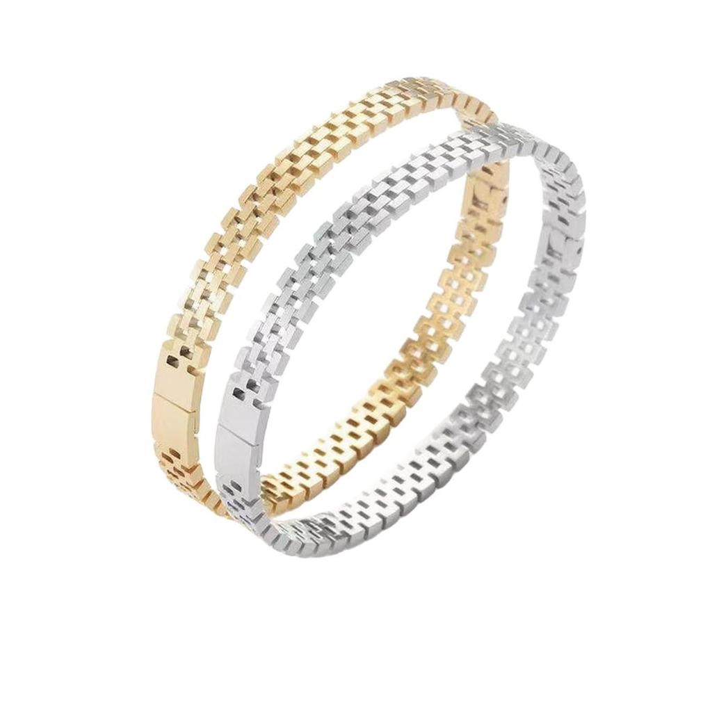 Bracciale da Donna in Acciaio Titanio Placcato Oro: Bracciale in Acciaio Inossidabile, Design di Nicchia Semplice e di Alta Gamma, Versatile.