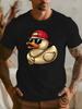 Unisex White Tee Trendy Hip Hop Rubber Duck Cartoon Graphic Print Crew Neck Short Sleeve Summer Casual Male Cotton Street Top