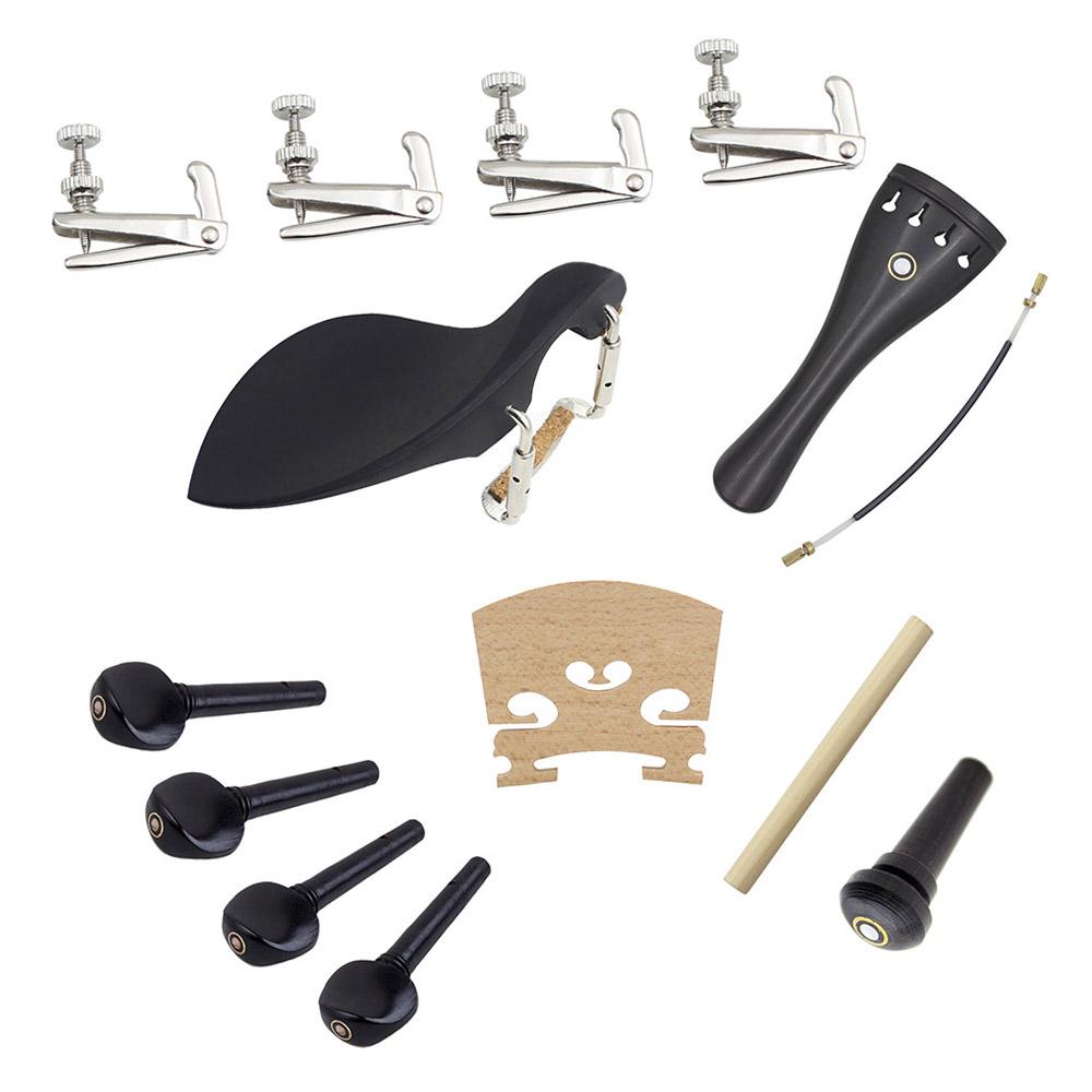 15pcs 4 4 Violin Fiddle Parts Accessories Including Tailpiece + Tail Gut + End Button + Chin Rest + Chin Rest Screw +