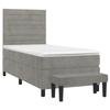3137887 vidaXL Divan Bed and Mattress Light Grey 100x200cm Velvet