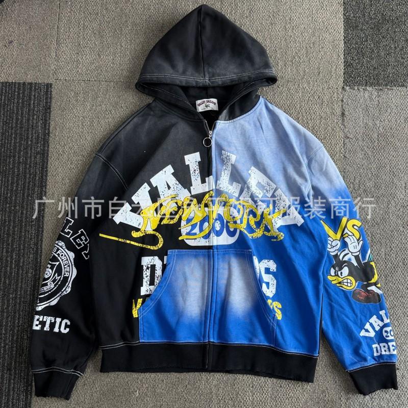 Premium Streetwear Hoodie With Rhinestone Embellishment Oversized Zip-Up Sweatshirt Men Cotton Blend Loose Fit