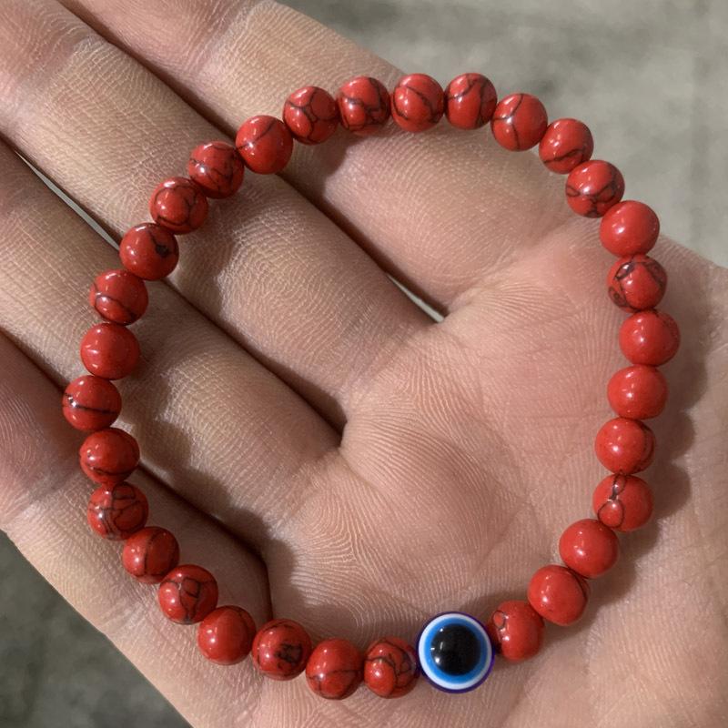 

Fashion 6mm Natural Stone Bead Eye Obsidian Hematite Tiger s Eye White Pine Elastic Bracelet, Bracelet 8MM