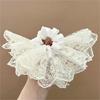 Eye Catching Lace Hairband Voluminous Double Layer Ruffled Concealed Elastic Hair Tie For Effortless Low Ponytails