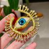 Pleated Devil'S Eye Brooch Alloy Keyhole Shape Glaze Luxury Badge Pin Trendy Tassels Banquet Clothes Metal Pin