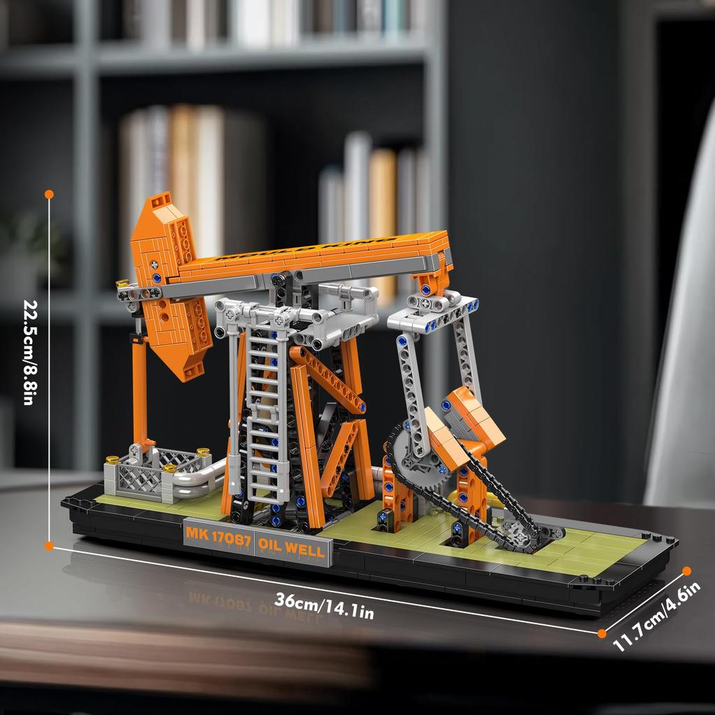Mould King 17087 Oil Field Model Building Blocks, 840 Pieces with Powered and Movable Mechanisms, Engineering Series, Ages 8+, for Kids and Adults