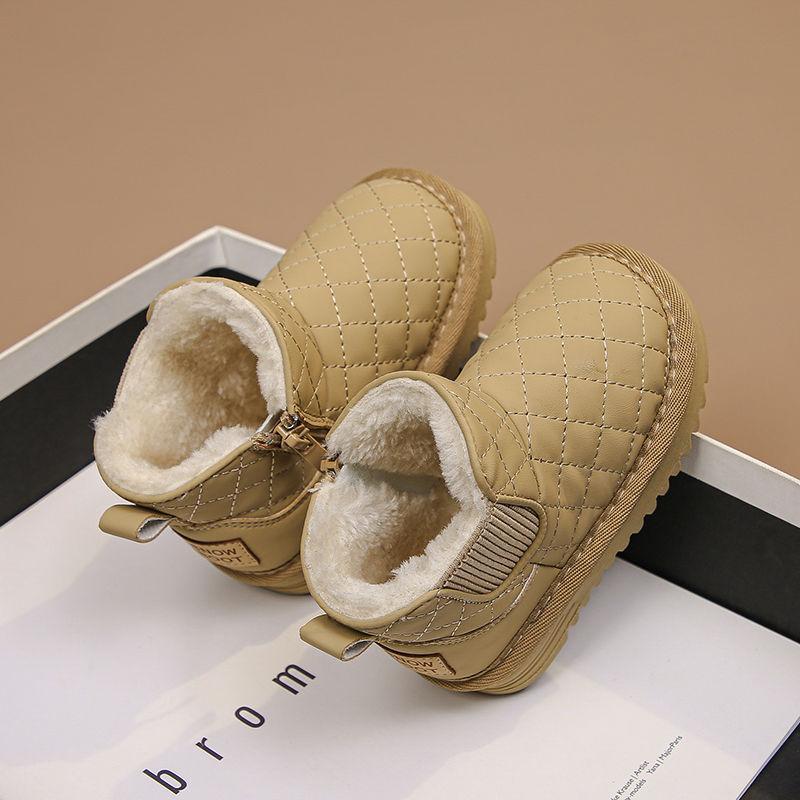 Children's snow boots girls winter 2025 new cotton shoes toddler shoes fleece shoes baby thickened men's winter shoes