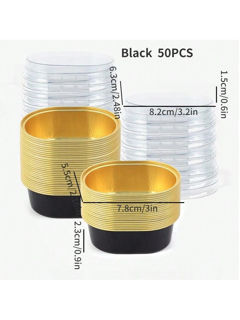 50pcs Oval Semi-Cooked Cheese Molds Cake Cups with Lids Snacks Desserts Pudding Muffins Baking Tools Party Wedding Mini Cups