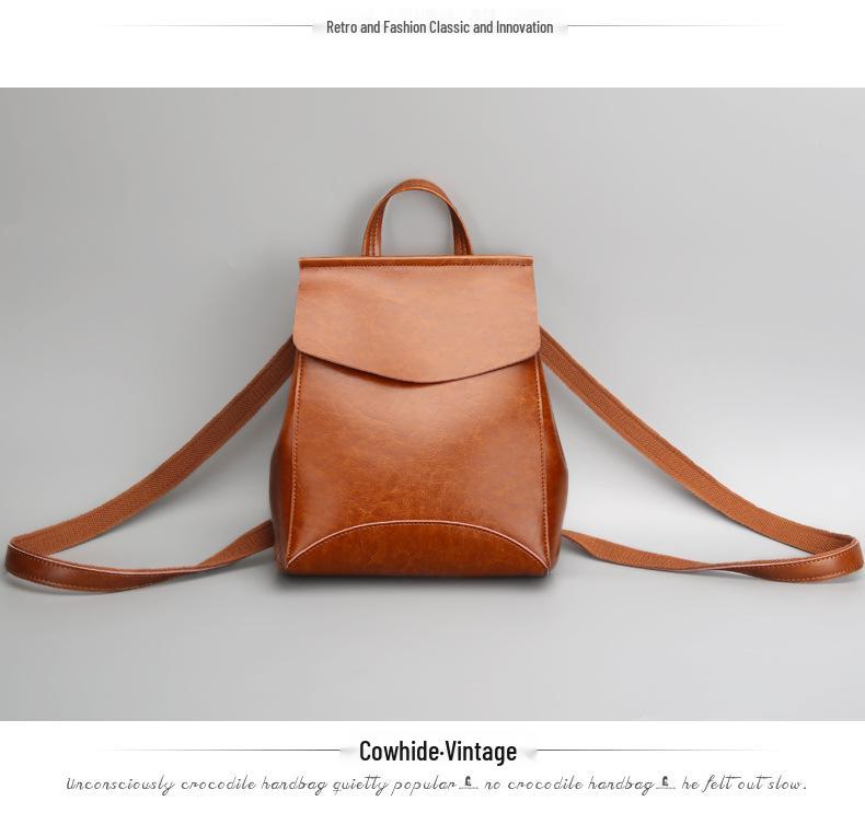 Europäische & Amerikanische Mode Vielseitiger Rindsleder-Rucksack: Damen Multifunktionstasche aus echtem Leder.