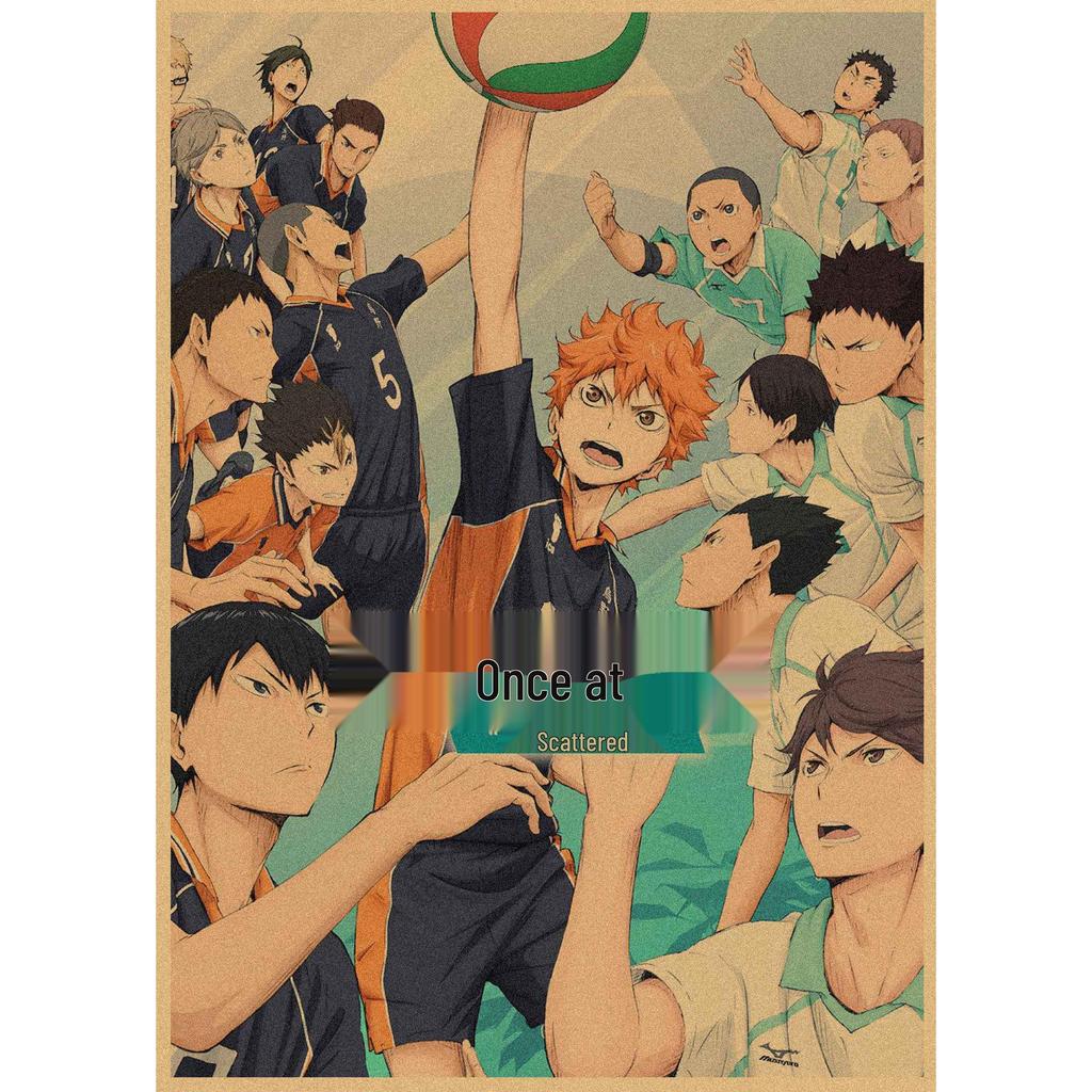 Haikyuu!! Retro Kraft Poster: Hinata Shoyo & Kageyama Tobio Decorative Wall Art