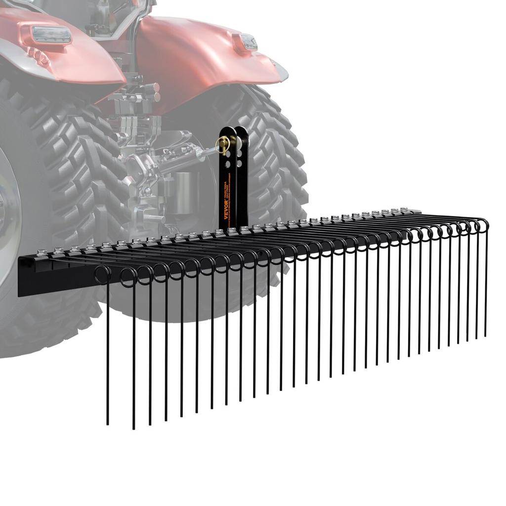 Tow Behind Landscape Rake 72" Lawn Dethatcher Rake with 32 Steel Tines