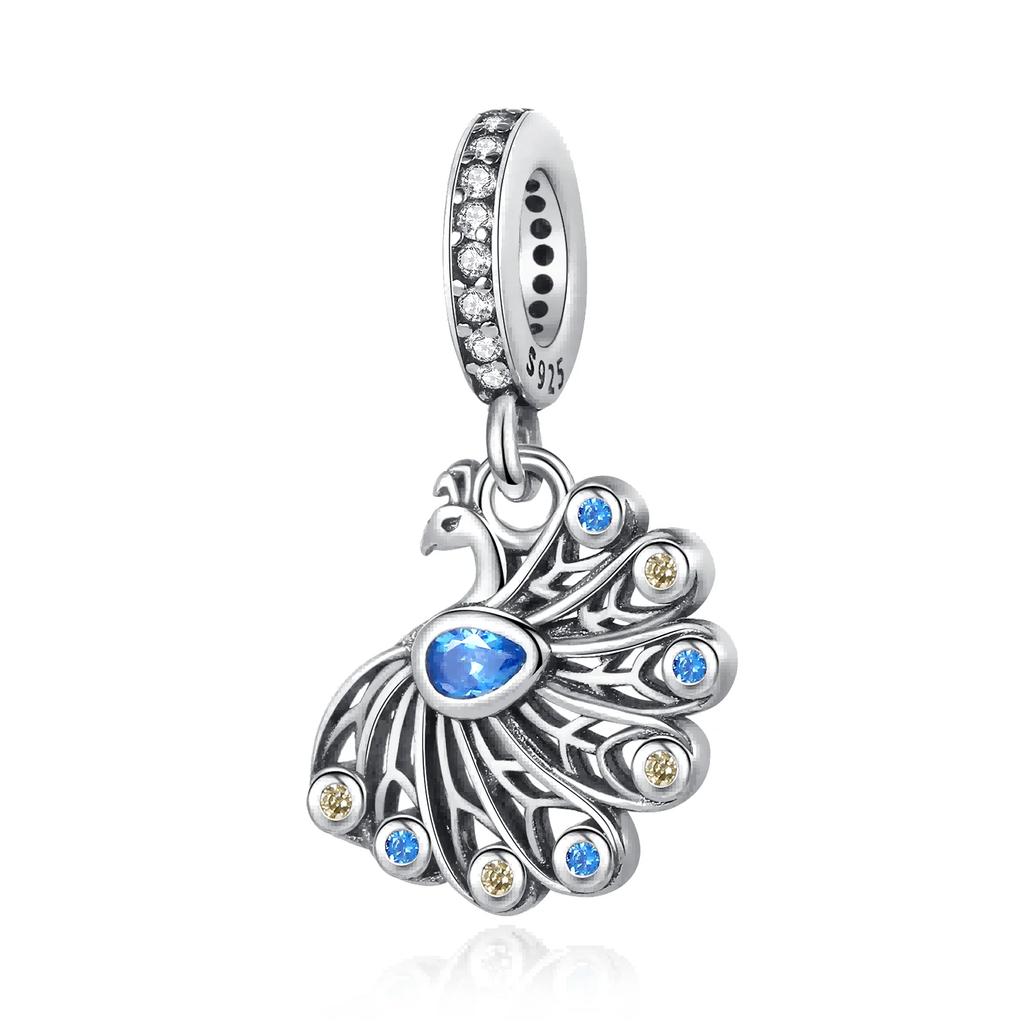 Beautiful Peacock Spreading Its Tail copper Plated Ideal For Charm Bead Charms copper Plated Authentic Bracelets for Jewellery Making