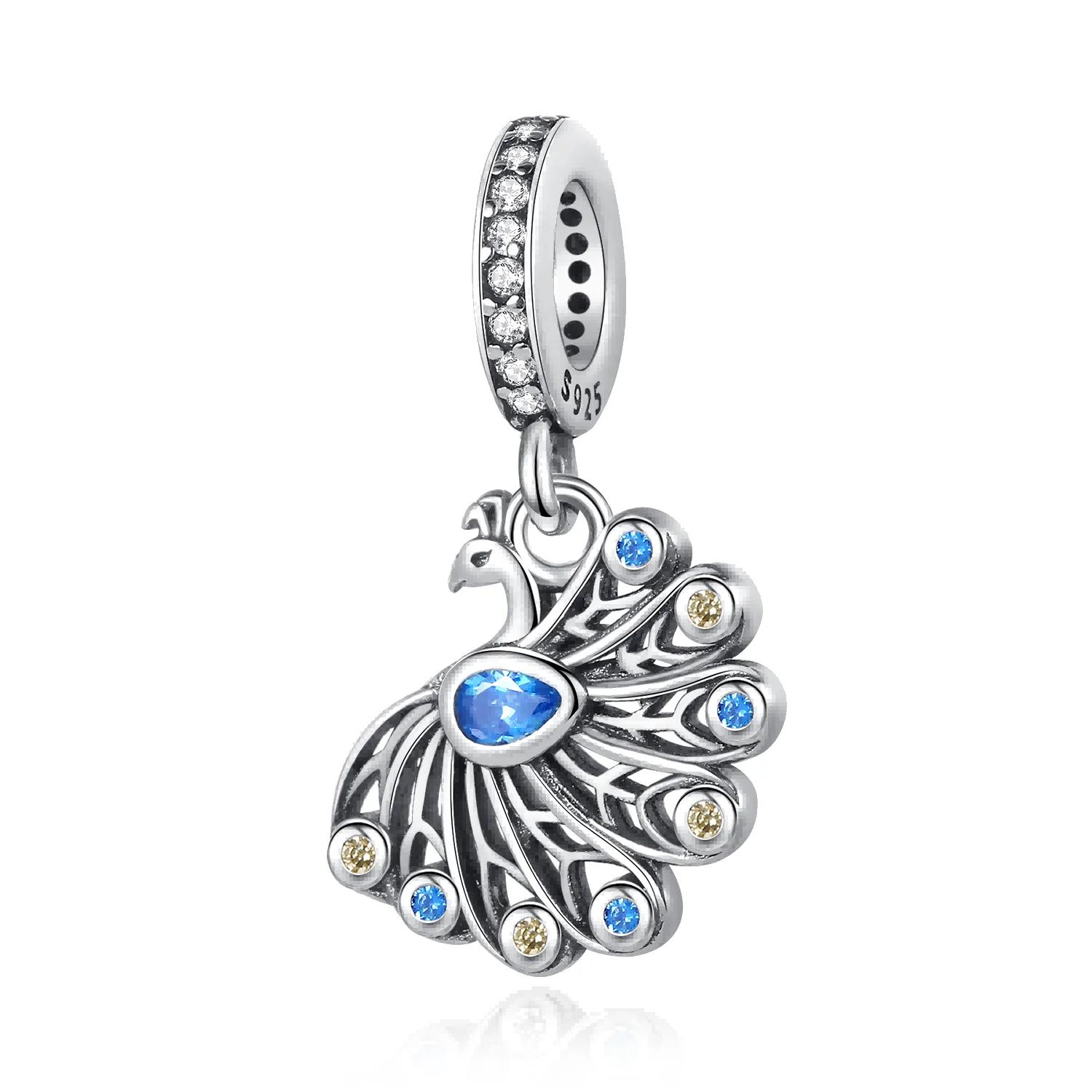 Красивый павлин, распускающий хвост, с медным покрытием для шармов, оригинальный браслет с медным покрытием для изготовления ювелирных изделий