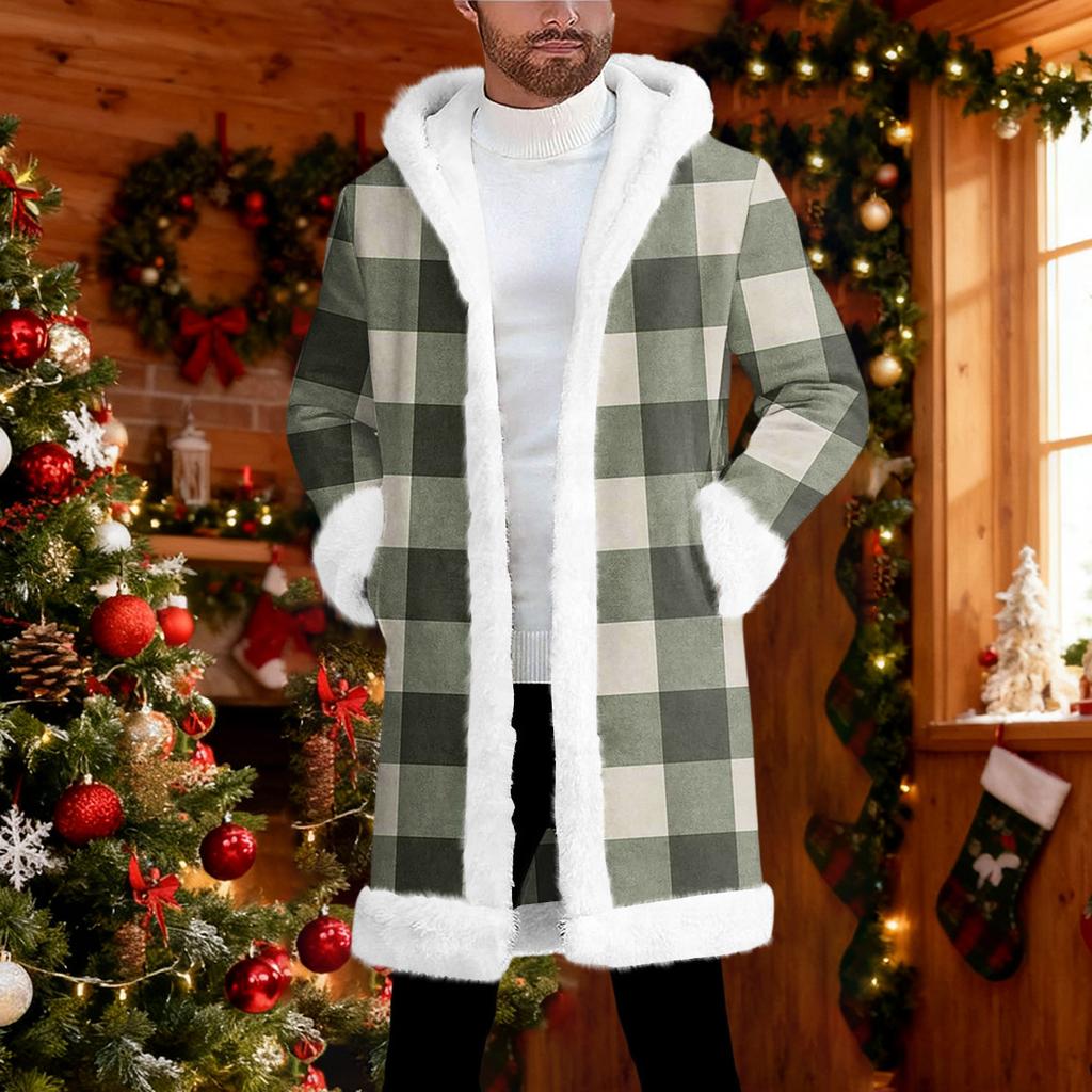 Herrkofta med huva, lång varm kappa