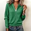 Women's Knitted Zip Front Cardigan Long Sleeve Color Casual Jacket