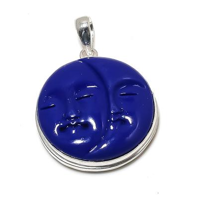 Natural Lapis Lazuli Gemstone Handmade 925 Sterling Silver Pendant 1.81" F3z10