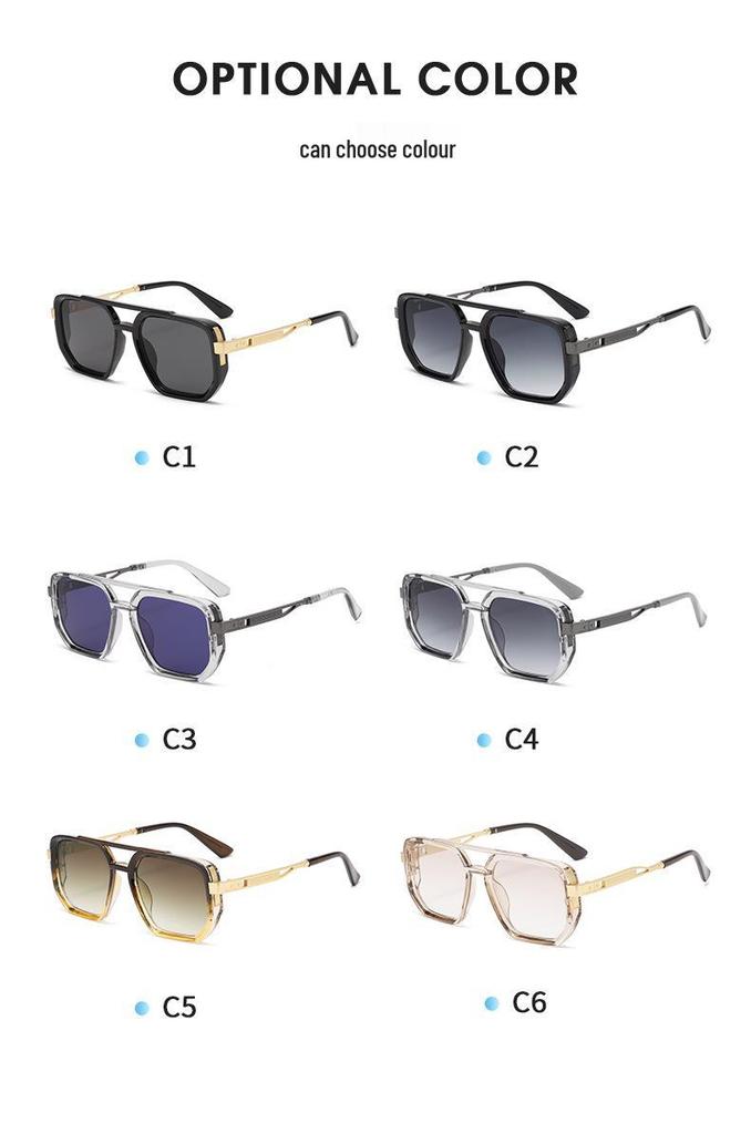 2026 Retro Double Bridge Square Pilot Sunglasses - European & American Fashion Street Style