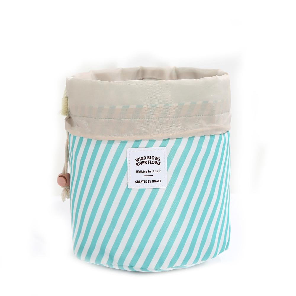 Barrel Travel Cosmetic Drawstring Wash Makeup Organizer Storage Toiletry Bag