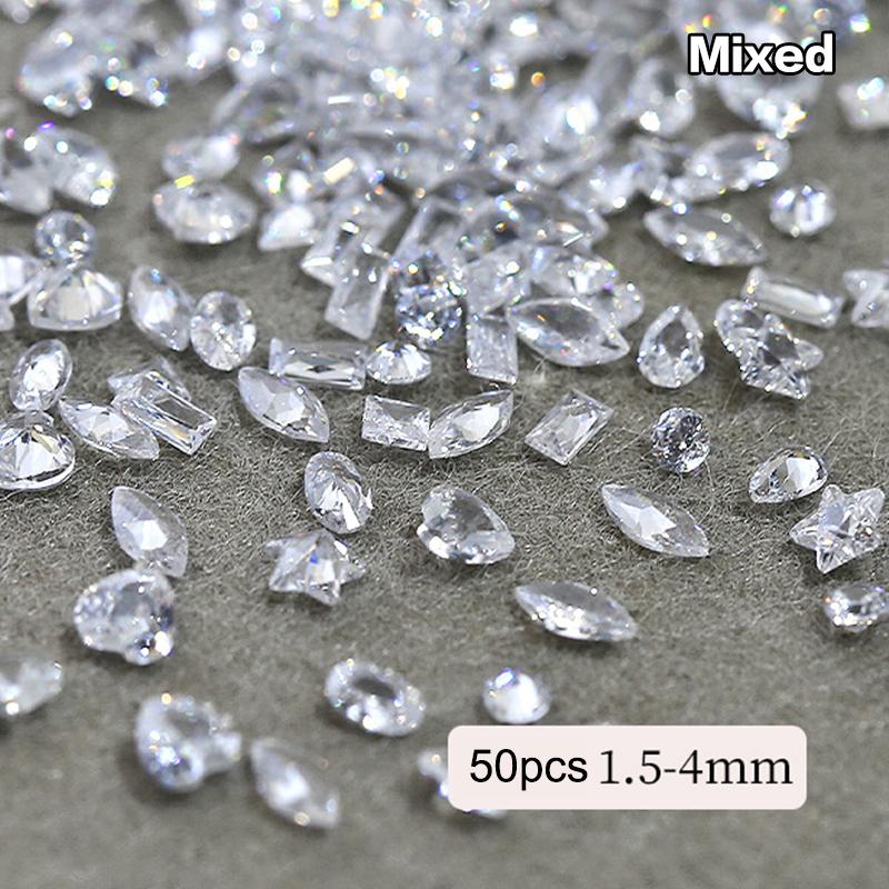 

50 шт. Мини Ноготь Прозрачный Циркон Блеск Нейл-арт Драгоценные камни Ослепительный кончик для маникюра 3D Украшение для нейл-арта