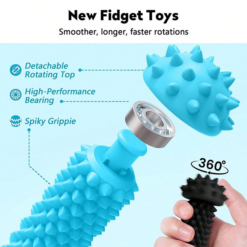 Pain Stim Spiky Roller Fidget Keychain Pocket Sensory Toy Relieve Stress Anxiety for Adults Office Desk Decor Gifts