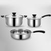 3pcs/Set Pot Stainless Steel Cookware of Frying Pan Milk Pot and Soup Pot Kitchen Utensil