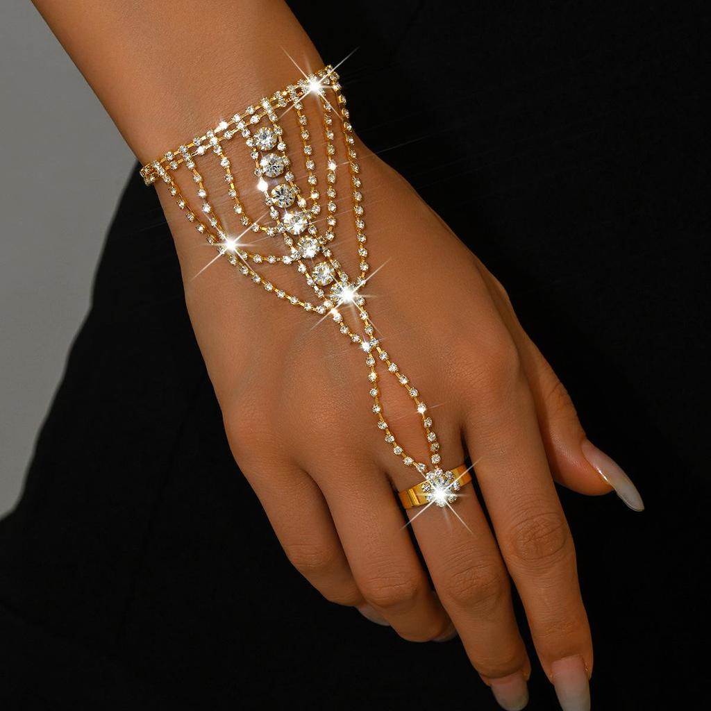 Trendige Strass-Fingerlose Handkette mit europäischem und amerikanischem Flair