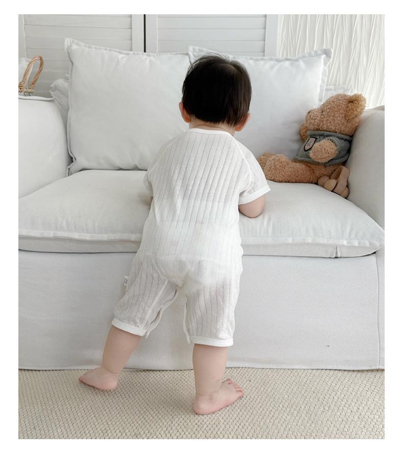 Baby Summer Short Sleeve Cotton Jumpsuit - Newborn Lightweight Pajamas Class A Air-Conditioned Crawler Outfit
