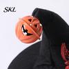 Pet Halloween Hat Cat Wizard Hat, Bent Pointed with Pumpkin Bell, Sequined Bow Festive for Cats Small Dogs Stiff Felt