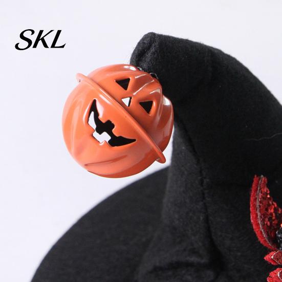Pet Halloween Hat Cat Wizard Hat, Bent Pointed with Pumpkin Bell, Sequined Bow Festive for Cats Small Dogs Stiff Felt