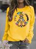 Women's Hippie Floral Print Round Neck Hoodie