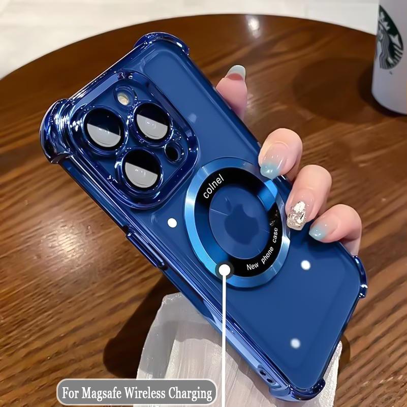 Transparent Plating Magnetic Cases For iPhone 16 13 12 11 17 Pro Max 14 15 Plus 17 Air For Magsafe Wireless Charging Phone Cover