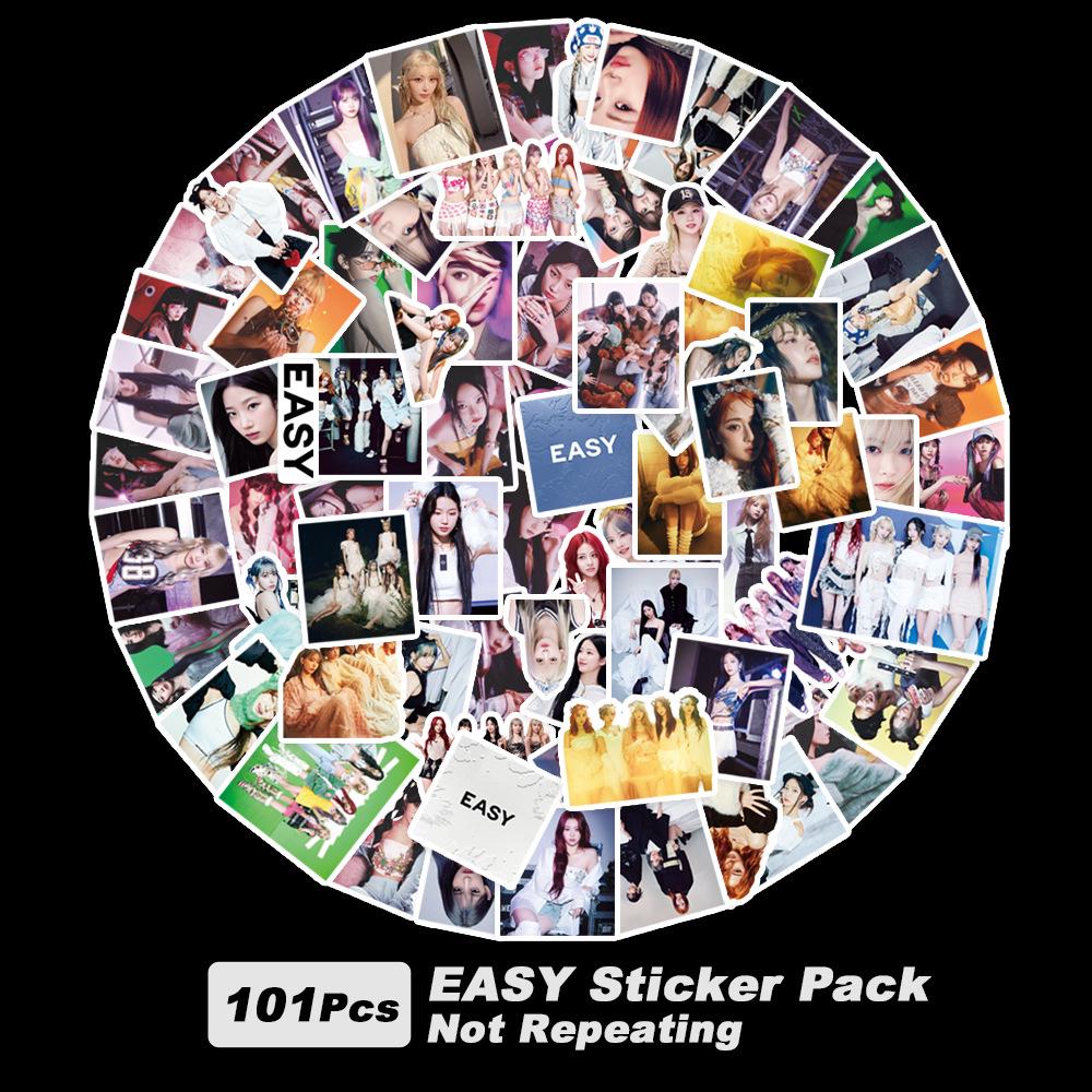 In Stock: LE SSERAFIM Easy Graffiti Big Head Stickers - 101 Sheets for DIY Phone Case Decoration