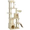 170 Cm Large Cat Tree Cat Tower With 7 Scratching Posts Tunnel 2 Condos Hammock Perch Ramp Pompoms Beige